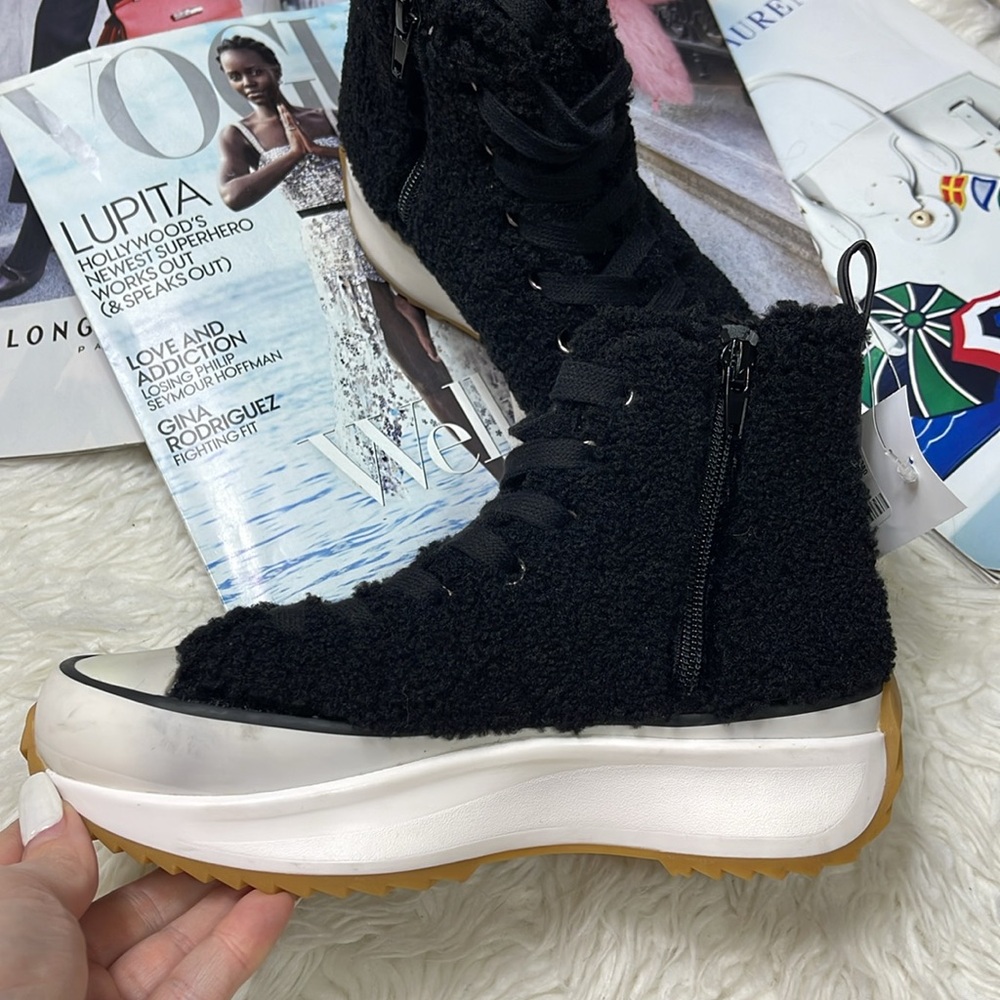 Steve Madden Shaft Faux Fur Platform Sneakers - Picture 5 of 16